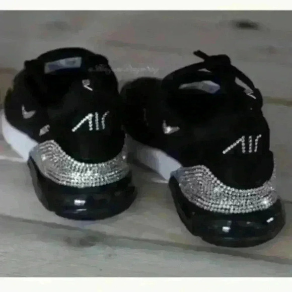 Women's Nike Air Max 270 Black Sneakers made with Swarovski Crystals Custom - Picture 2 of 5